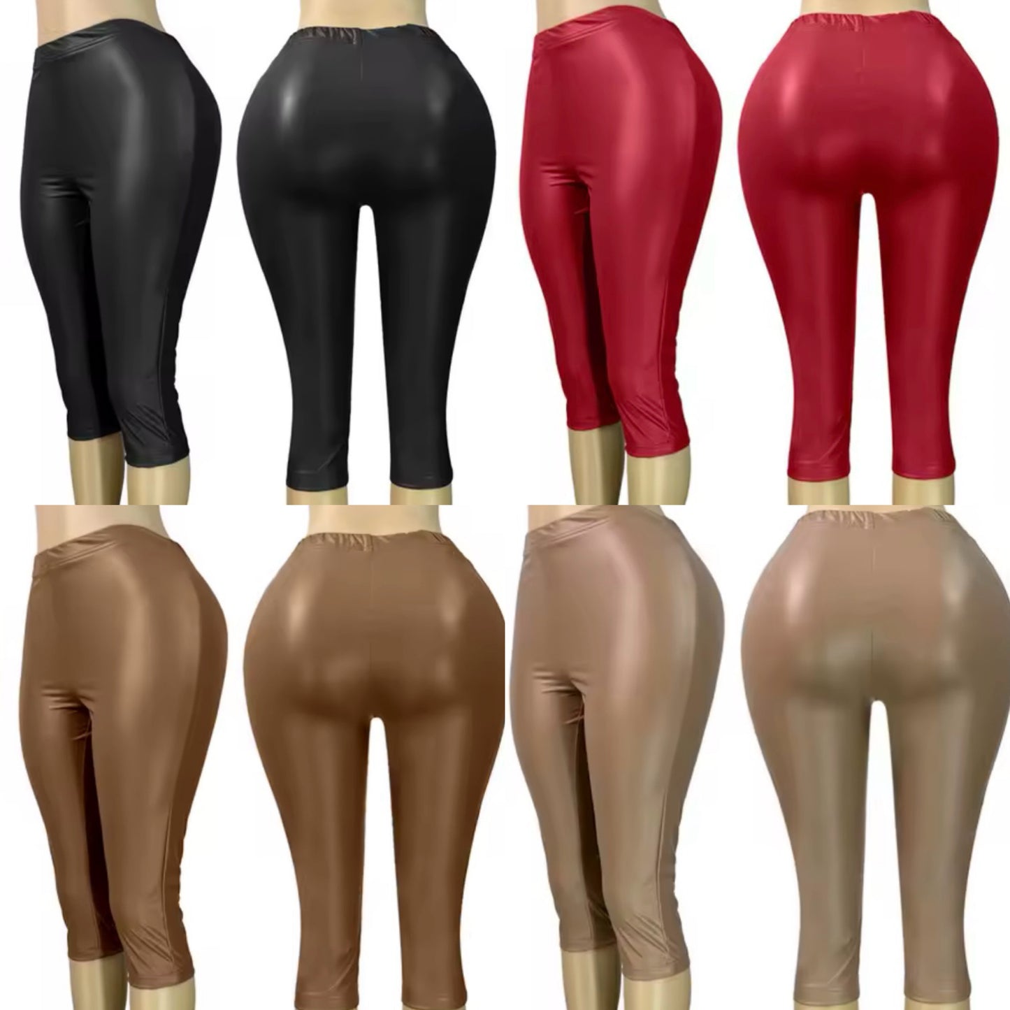 Faux Leather Capri Half Pants